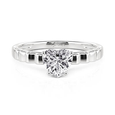 Jeulia Fashion Hidden Bow Heart Promise Ring Sterling Silver