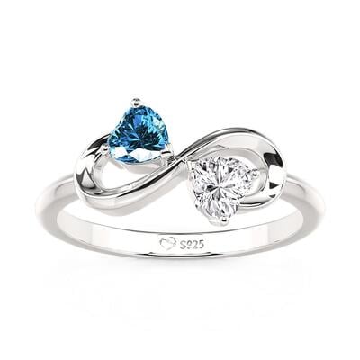 Jeulia Custom Infinity Double Heart Birthstone Ring
