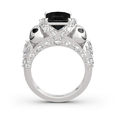 Jeulia "Romantic Soul" Skull Design Princess Cut Sterling Silver Ring