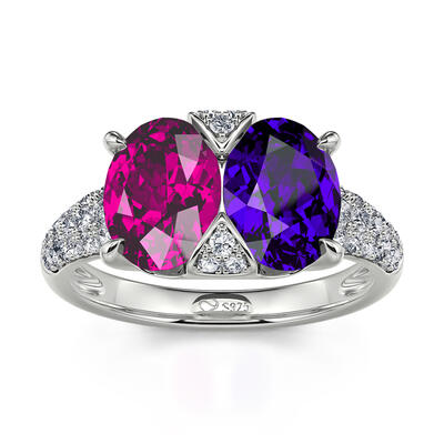 Jeulia "Stunning Colors" Oval Cut Sterling Silver Ring