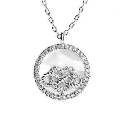 Jeulia collar "Corazón e Infinito" de plata esterlina con nácar