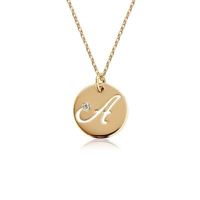 Jeulia Custom Initial Coin Pendant Necklace in Sterling Silver