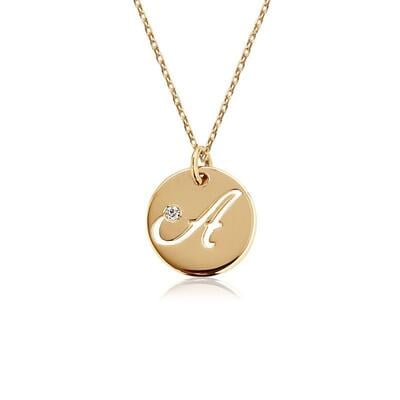 Jeulia Custom Initial Coin Pendant Necklace in Sterling Silver