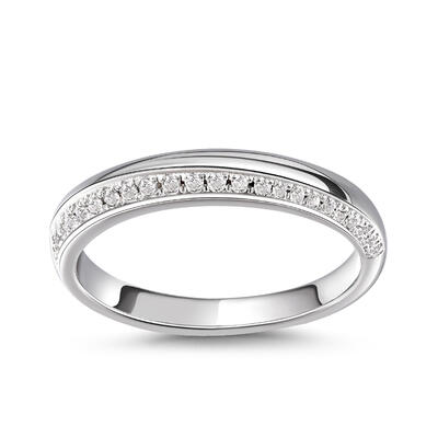 Jeulia Simple Round Cut Sterling Silver Women's Band