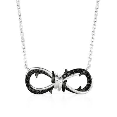 Jeulia Two Tone Thorns Infinity Necklace with Black Stones