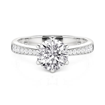 Jeulia Classic Round Cut Sterling Silver Ring