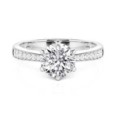 Jeulia Classic Round Cut Sterling Silver Ring