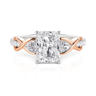 Jeulia Two Tone Infinity Radiant Three Stone Engagement Ring