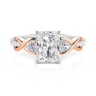 Jeulia Two Tone Infinity Radiant Three Stone Engagement Ring