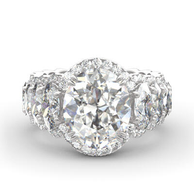 Jeulia Halo Oval Cut Sterling Silver Ring