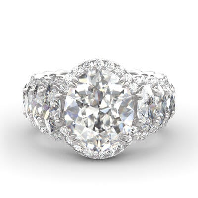 Jeulia Halo Oval Cut Sterling Silver Ring