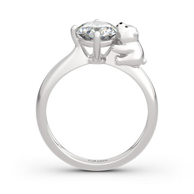 Jeulia Hug Me "Pure Love" Polar Bear Round Cut Sterling Silver Ring