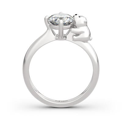 Jeulia Hug Me "Pure Love" Polar Bear Round Cut Sterling Silver Ring