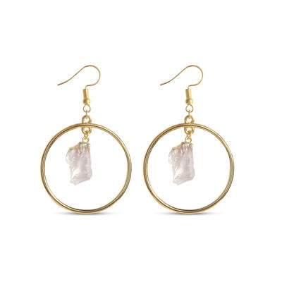 Jeulia "Amplification" Irregular Natural Clear Quartz Drop Earrings