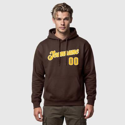 Soft Custom Stitched Brown Sports Pullover Hoodie Comfortable Fabric Custom Team Name & Unique Number