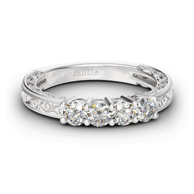 Jeulia Vintage Four-Stone Sterling Silver Ring