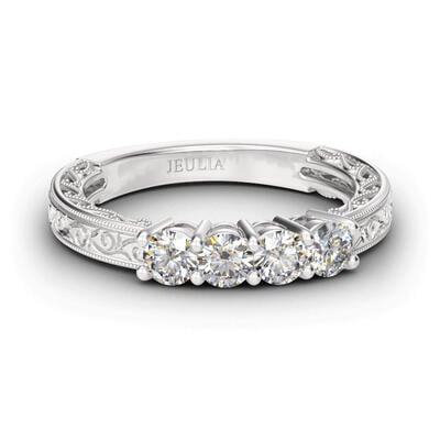 Jeulia Vintage Four-Stone Sterling Silver Ring