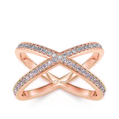 Jeulia X Shape Crossover Sterling Silver Ring