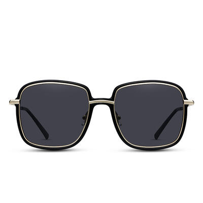 Jeulia "Shining Line" Square Black Polarized Unisex Sunglasses