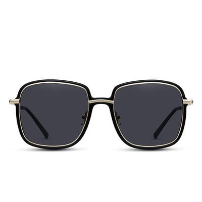 Jeulia "Shining Line" Square Black Polarized Unisex Sunglasses