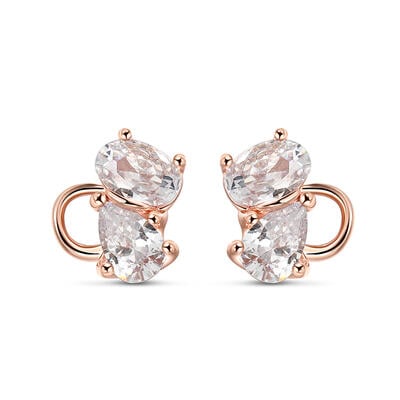 Jeulia "Kitten Whispers" Pear Cut Cat Sterling Silver Children's Earrings