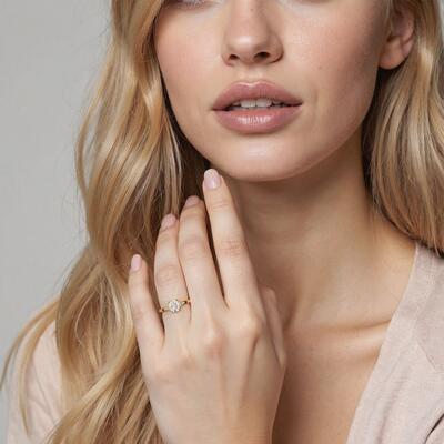 "The Slow Waltz" Oval Cut Cluster Side Stone Engagement Ring