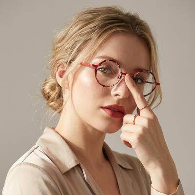 Gaskel Red Round Glasses