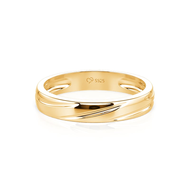 Jeulia Classic Gold Bypass Wave Plain Wedding Band for Men