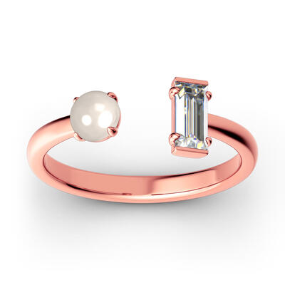 Jeulia Cultured Pearl Sterling Silver Open Ring