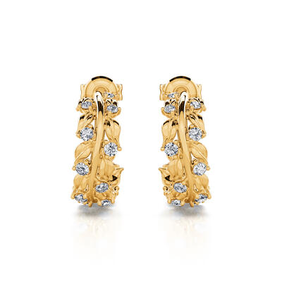 Jeulia Olive Leaf Round Cut Sterling Silver Earrings