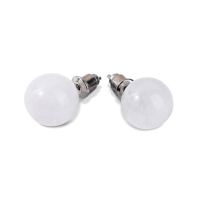 Jeulia "Universal Consciousness" Round Natural Clear Quartz Stud Earrings