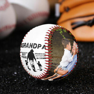 Customized Baseball with Photos Added as a Gift for Grandpa