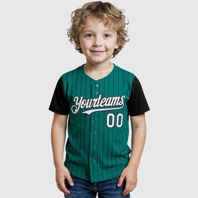 フルオープン ピンストライプ 野球Tシャツ チーム名 背番号 胸番号入り 名前 エンブレム オーダーメイド可能