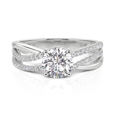 Jeulia Double Twist Round Cut Engagement Ring Sterling Silver