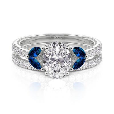 Jeulia Classic Oval Cut Engagement Ring Set Sterling Silver