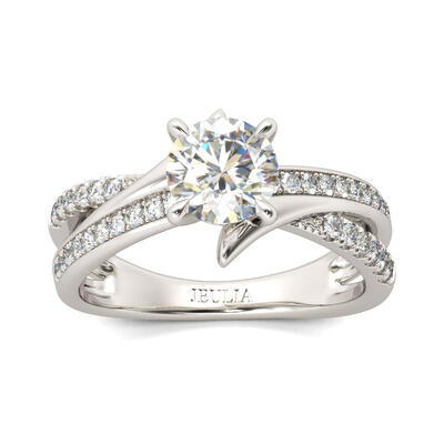 Jeulia Crossover Round Cut Sterling Silver Ring