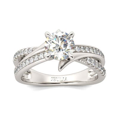 Jeulia Crossover Round Cut Sterling Silver Ring