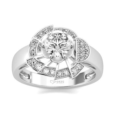 Jeulia Irregular Shape Round Cut Sterling Silver Ring