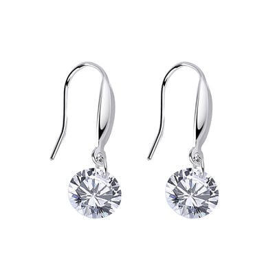 Jeulia Simple Round Cut Sterling Silver Earrings