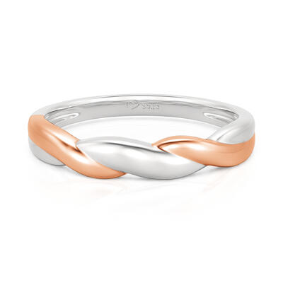 Jeulia Amore Two Tone Twist Ring for Men Sterling Silver