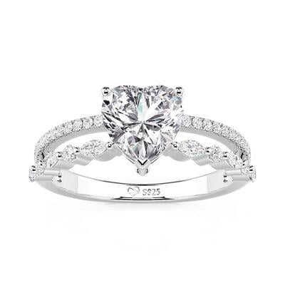 Jeulia Double-Row Heart Shaped Engagement Ring with Bow Accent