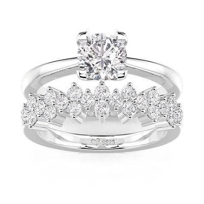 Jeulia Classic Cluster Round Cut Bridal Set 2PCS