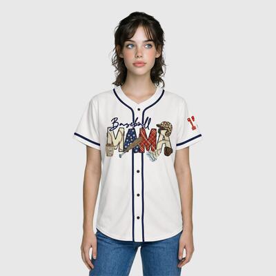 Custom White Baseball Mom Jersey-Personalized Name Number-Mother's Day Gift