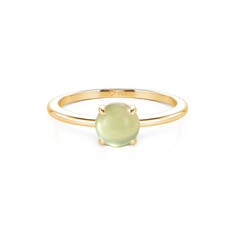 Jeulia Bague Solitaire en Préhnite Naturelle avec Anneau Fin Doré