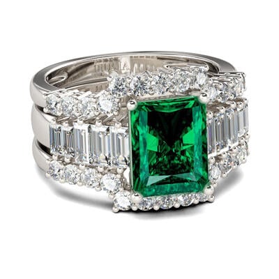 Jeulia 3PC Radiant Cut Sterling Silver Ring Set