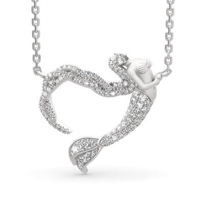 Jeulia "Ocean's Light" Sterling Silver Mermaid Gift Necklace for Valentine's Day
