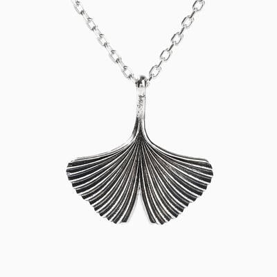 Jeulia Leaf Design Sterling Silver Necklace