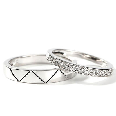 Jeulia "I Love You More Than Once" Sterling Silver Couple Rings