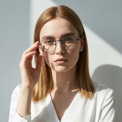 Leahe Black Round Glasses