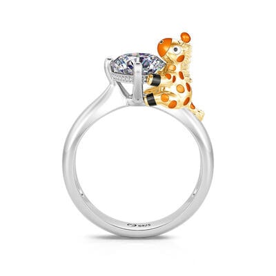 Jeulia Hug Me "Play with Giraffe" Giraffe Round Cut Sterling Silver Ring